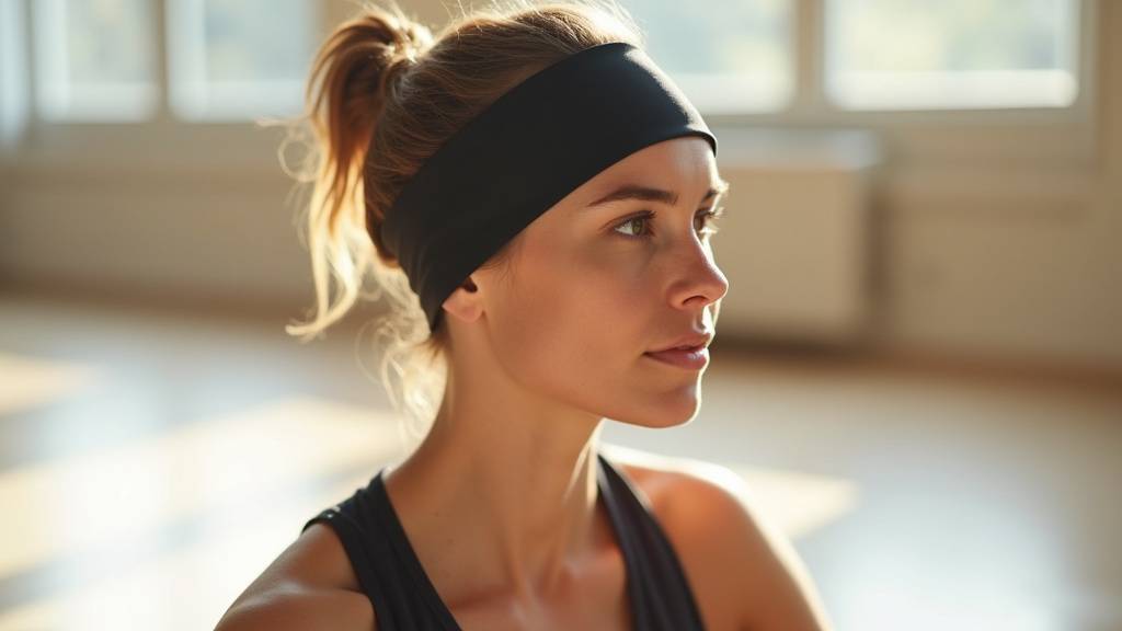 Joueur de tennis utilisant un bandeau de sport pendant un match